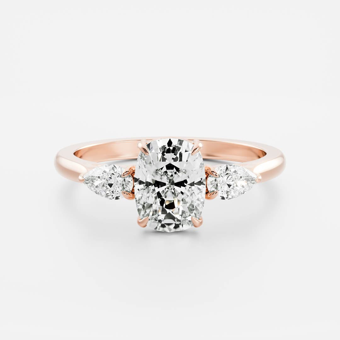 Three Stone- 2.0 CT Elongated Cushion Moissanite Engagement RingThree Stone- 2.0 CT Elongated Cushion Moissanite Engagement Ring - Lifestyle