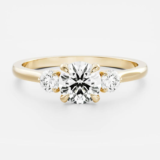 Three Stone- 2.0 CT Round Moissanite Engagement RingThree Stone- 2.0 CT Round Moissanite Engagement Ring - Front view