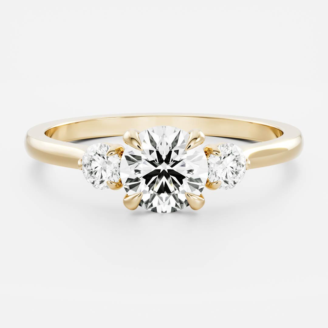 Three Stone- 2.0 CT Round Moissanite Engagement RingThree Stone- 2.0 CT Round Moissanite Engagement Ring - Front view
