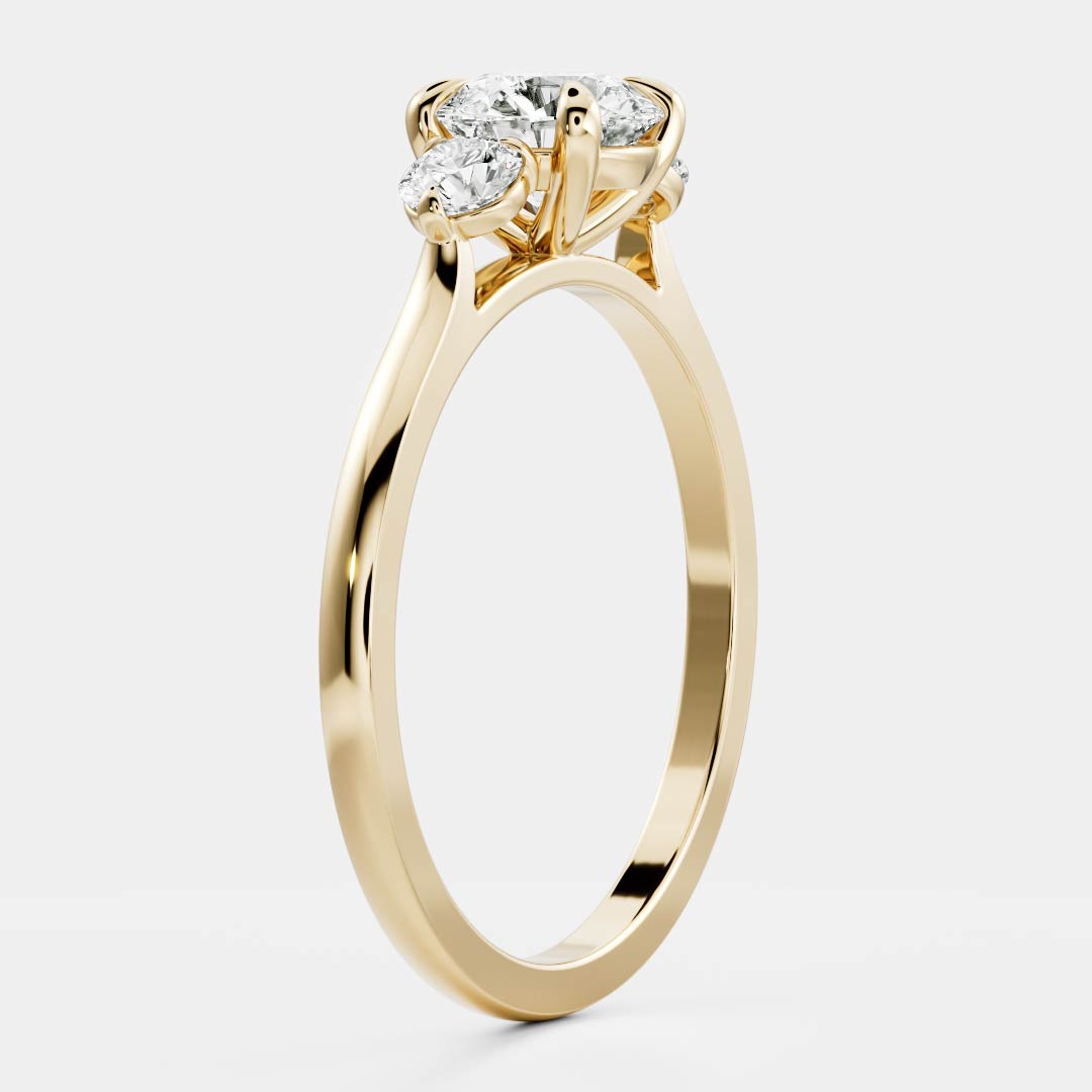 Three Stone- 2.0 CT Round Moissanite Engagement RingThree Stone- 2.0 CT Round Moissanite Engagement Ring - Front view