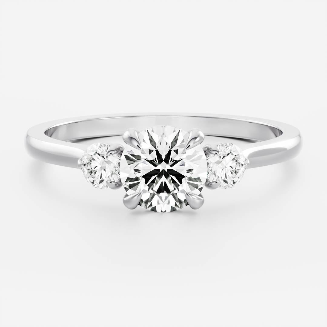 Three Stone- 2.0 CT Round Moissanite Engagement RingThree Stone- 2.0 CT Round Moissanite Engagement Ring - Side view