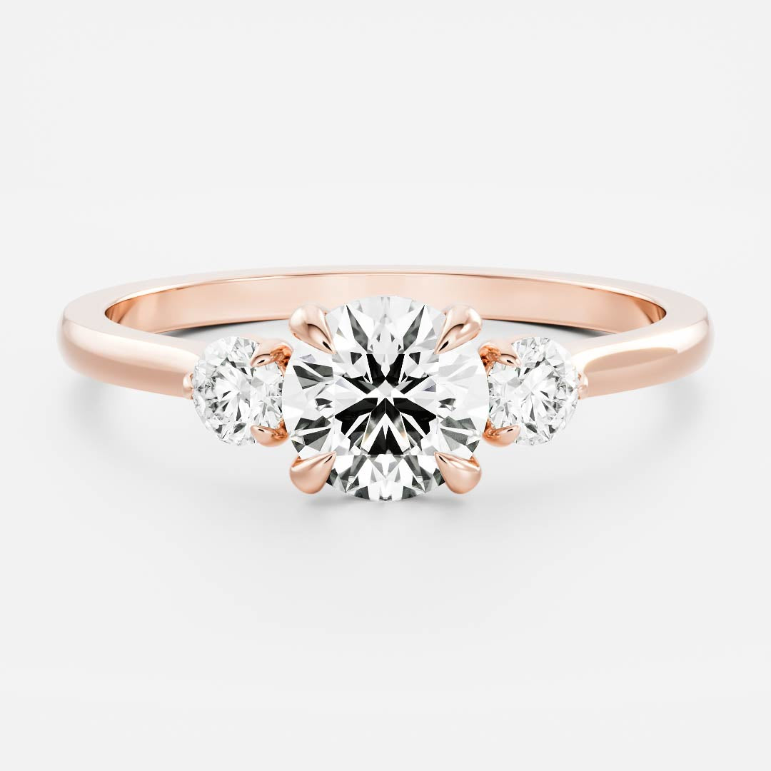Three Stone- 2.0 CT Round Moissanite Engagement RingThree Stone- 2.0 CT Round Moissanite Engagement Ring - Detail view