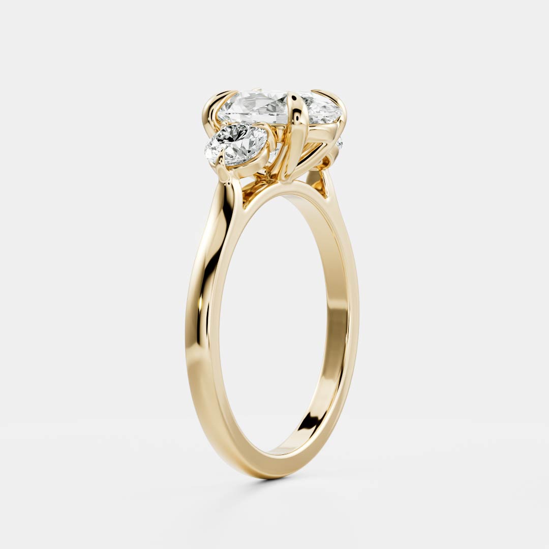 Three Stone- 2.15 CT Oval Moissanite Engagement RingThree Stone- 2.15 CT Oval Moissanite Engagement Ring - Front view
