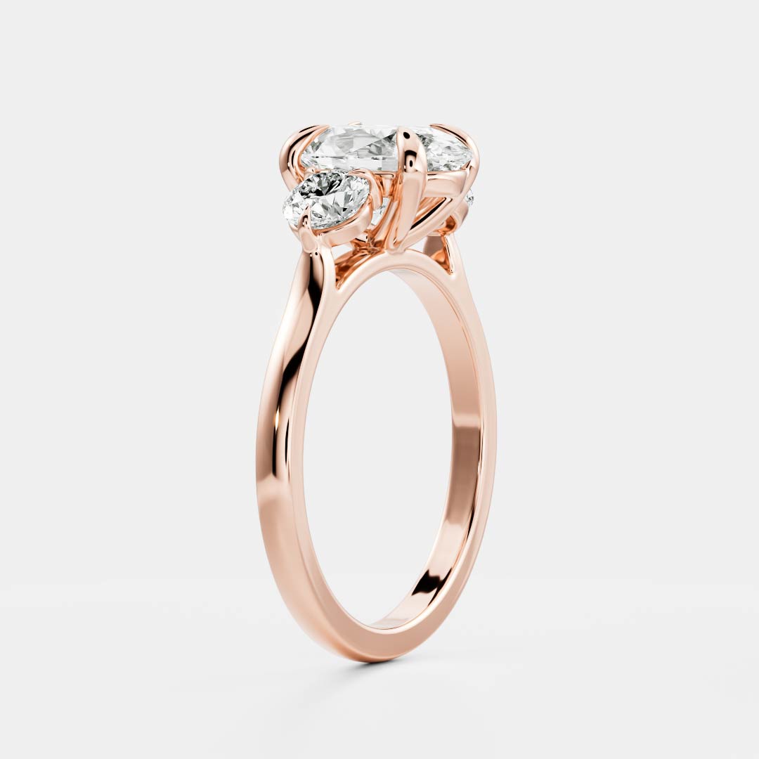 Three Stone- 2.15 CT Oval Moissanite Engagement RingThree Stone- 2.15 CT Oval Moissanite Engagement Ring - Lifestyle