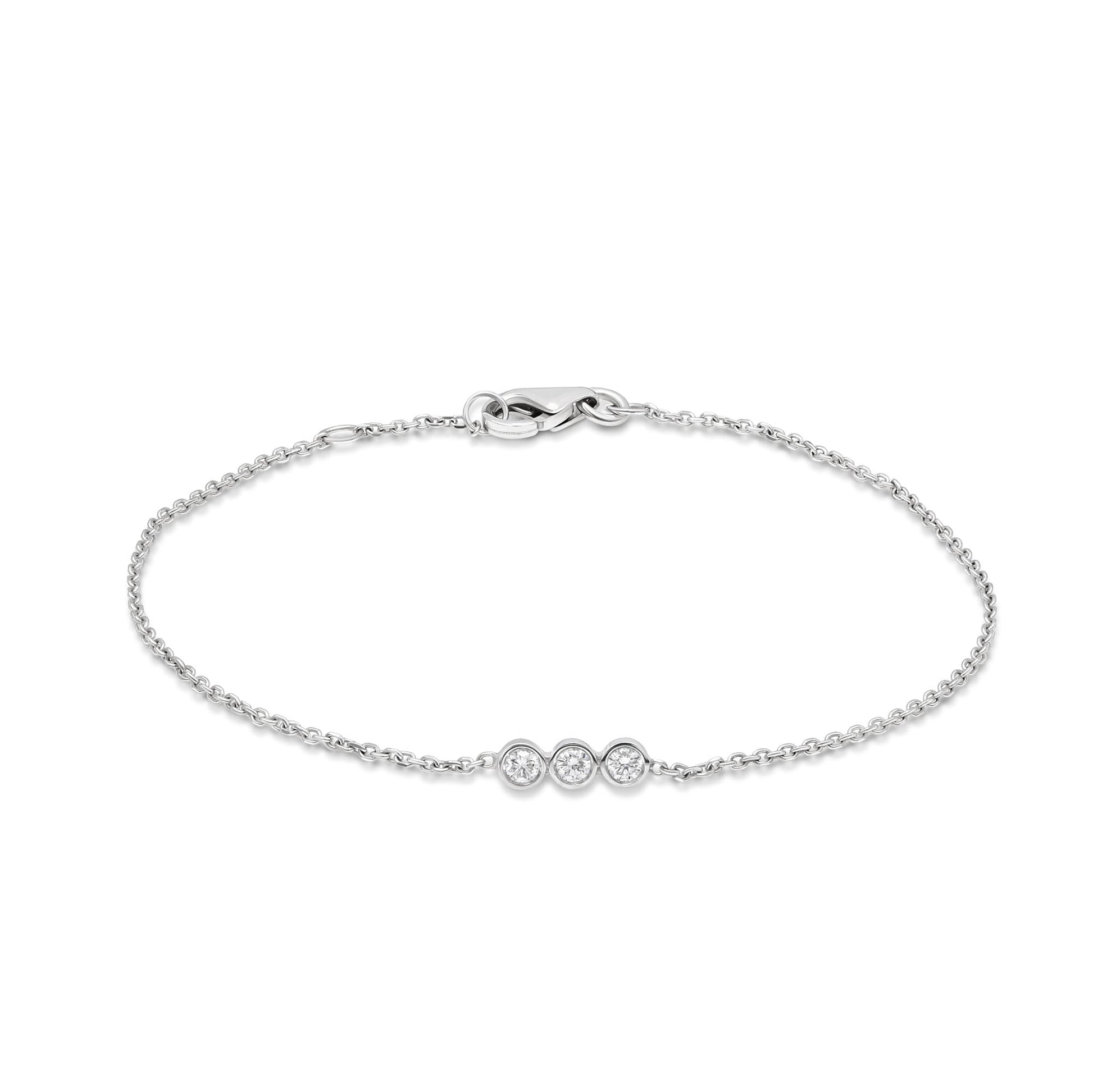 Three Stone Bezel-0.3 CT Round Lab Grown Diamond BraceletsThree Stone Bezel-0.3 CT Round Lab Grown Diamond Bracelets - Back view