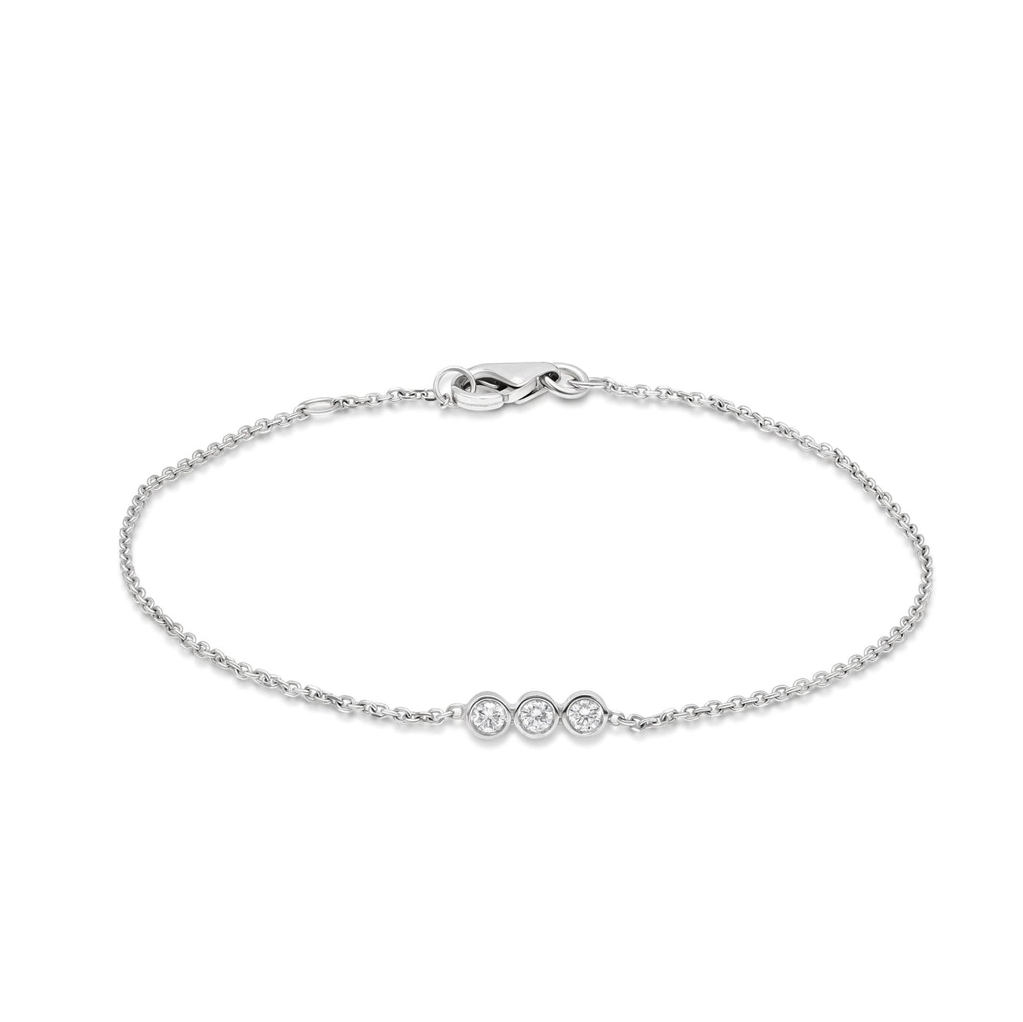 Three Stone Bezel-0.3 CT Round Lab Grown Diamond BraceletsThree Stone Bezel-0.3 CT Round Lab Grown Diamond Bracelets - Back view