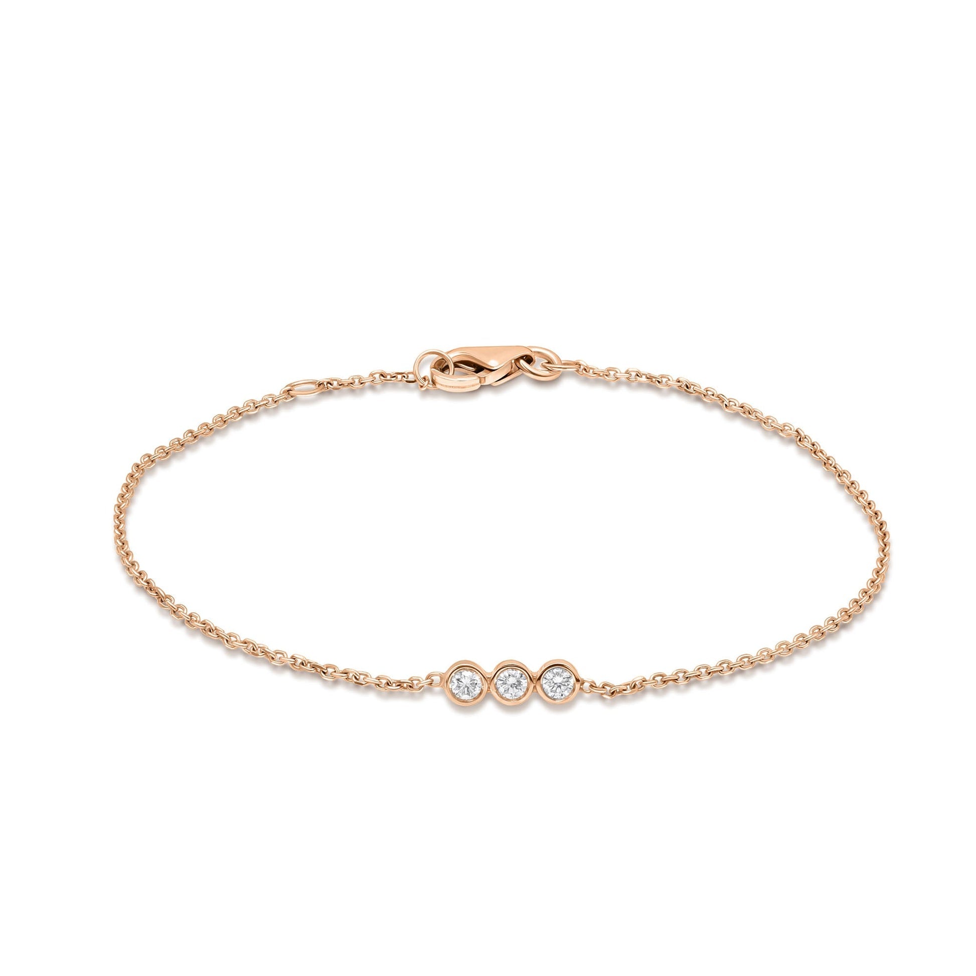 Three Stone Bezel-0.3 CT Round Lab Grown Diamond BraceletsThree Stone Bezel-0.3 CT Round Lab Grown Diamond Bracelets - Detail view