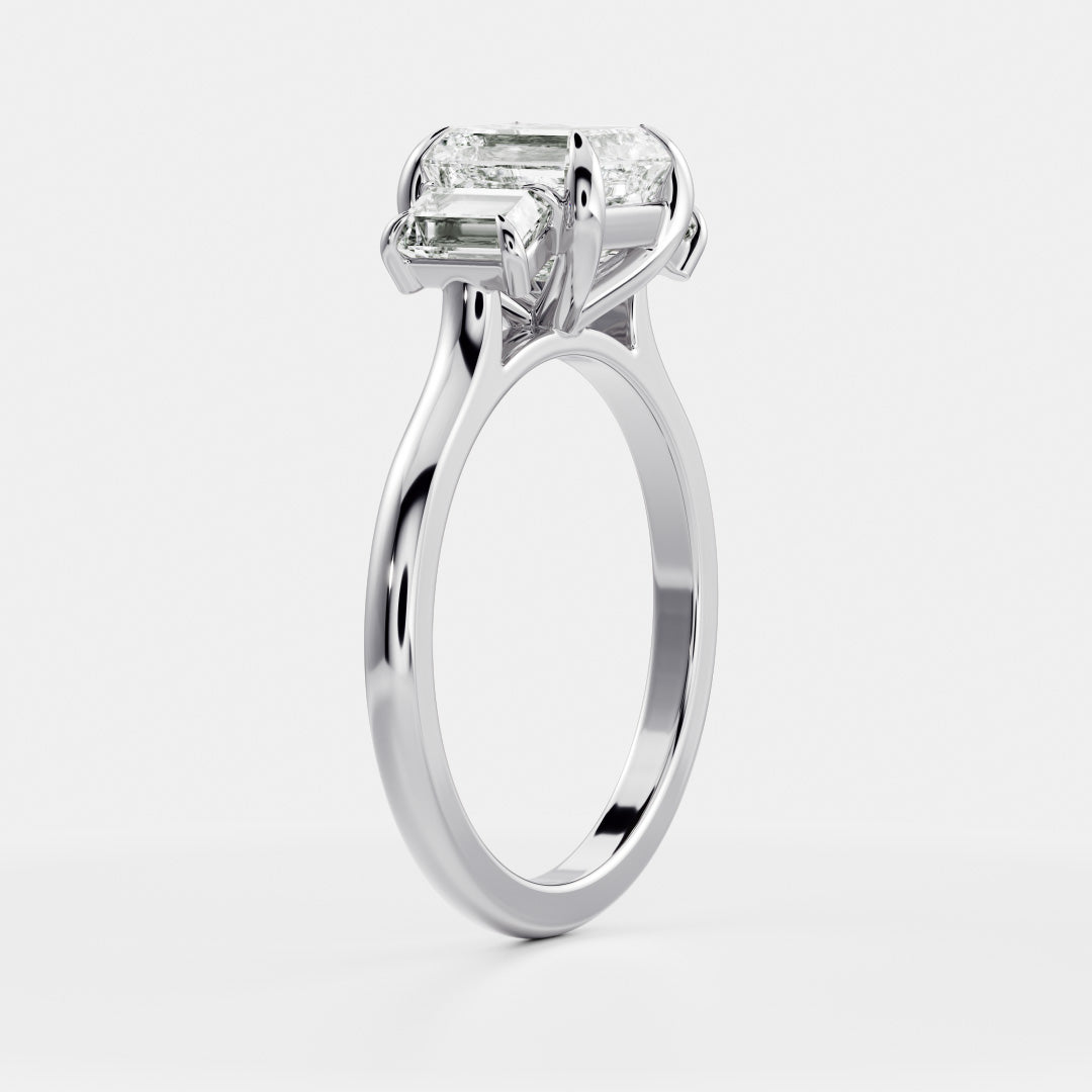 Three Stone Cathedral- 1.15 CT Asscher Moissanite Engagement RingThree Stone Cathedral- 1.15 CT Asscher Moissanite Engagement Ring - Lifestyle