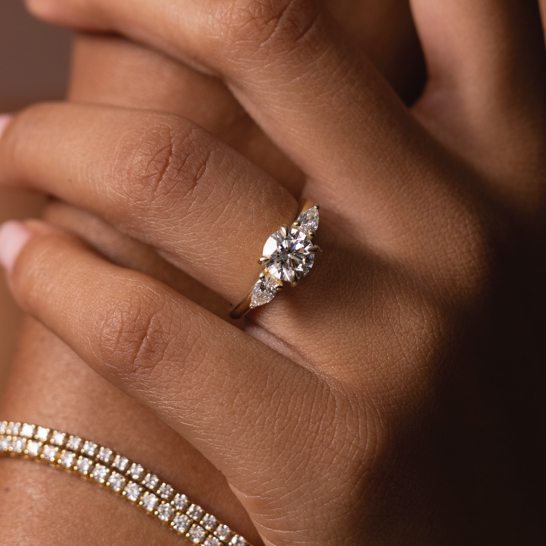 Three Stone Cathedral- 1.8 CT Round Moissanite Engagement RingThree Stone Cathedral- 1.8 CT Round Moissanite Engagement Ring - Back view