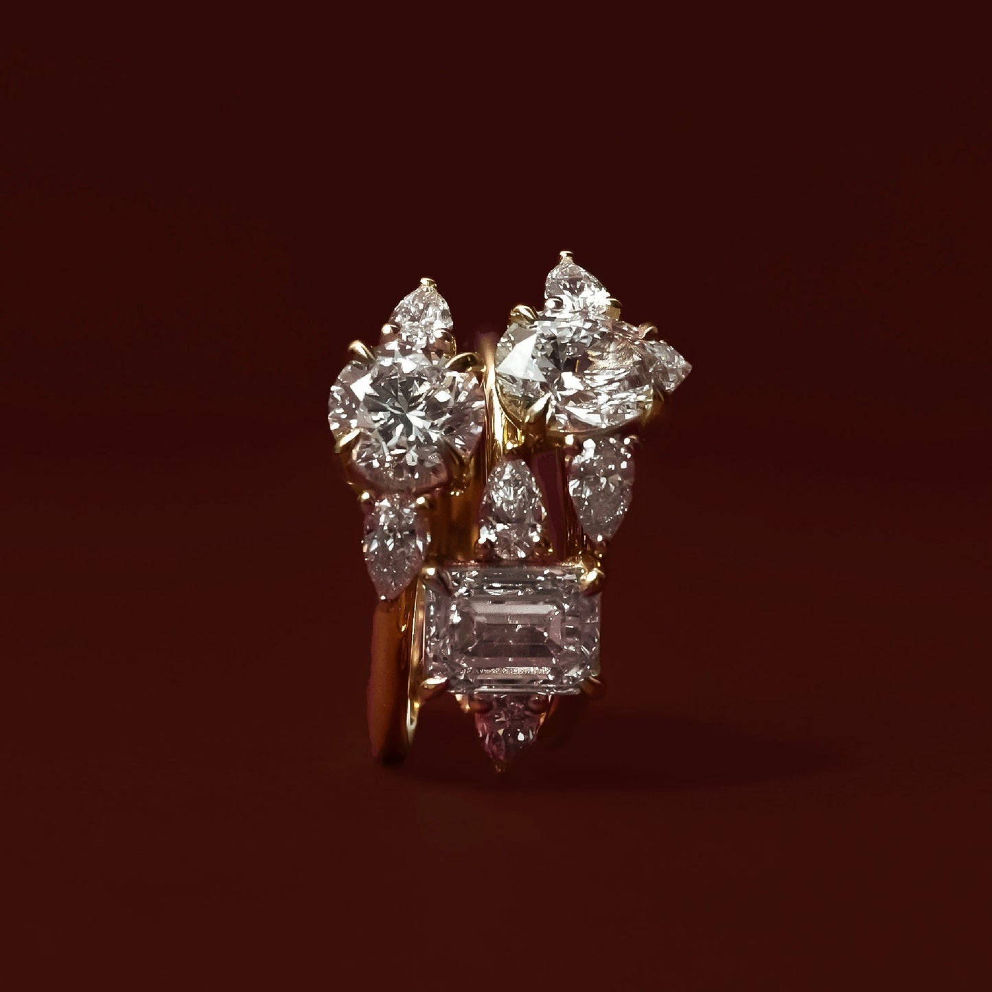 Three Stone Cathedral- 1.8 CT Round Moissanite Engagement RingThree Stone Cathedral- 1.8 CT Round Moissanite Engagement Ring - Lifestyle