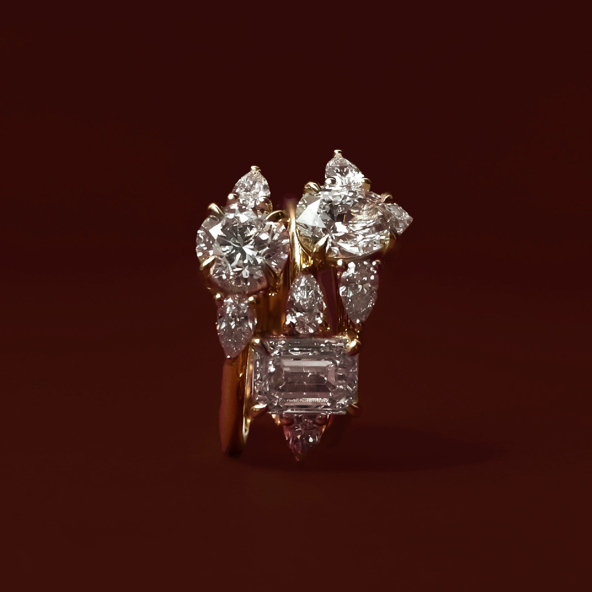 Three Stone Cathedral- 1.8 CT Round Moissanite Engagement RingThree Stone Cathedral- 1.8 CT Round Moissanite Engagement Ring - Lifestyle
