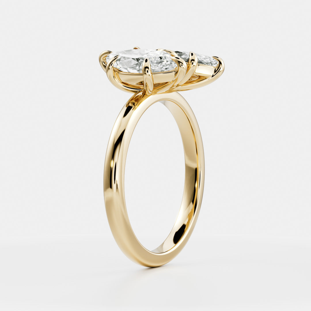 Toi Et Moi- 1.1 CT Marquise & 0.75 CT Marquise Moissanite Engagement RingToi Et Moi- 1.1 CT Marquise & 0.75 CT Marquise Moissanite Engagement Ring - Front view