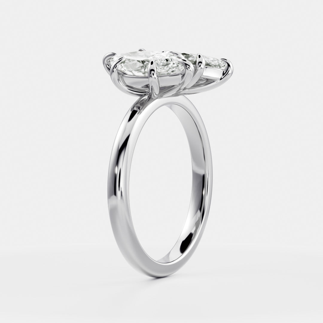 Toi Et Moi- 1.1 CT Marquise & 0.75 CT Marquise Moissanite Engagement RingToi Et Moi- 1.1 CT Marquise & 0.75 CT Marquise Moissanite Engagement Ring - On model