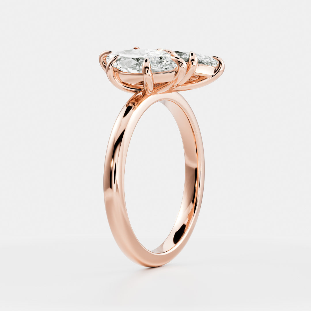 Toi Et Moi- 1.1 CT Marquise & 0.75 CT Marquise Moissanite Engagement RingToi Et Moi- 1.1 CT Marquise & 0.75 CT Marquise Moissanite Engagement Ring - Side view