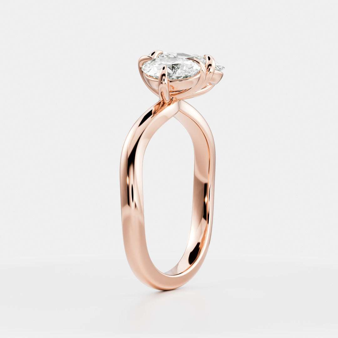 Toi Et Moi Curved- 1.3 CT Oval & 0.85 CT Pear Moissanite Engagement RingToi Et Moi Curved- 1.3 CT Oval & 0.85 CT Pear Moissanite Engagement Ring - Side view