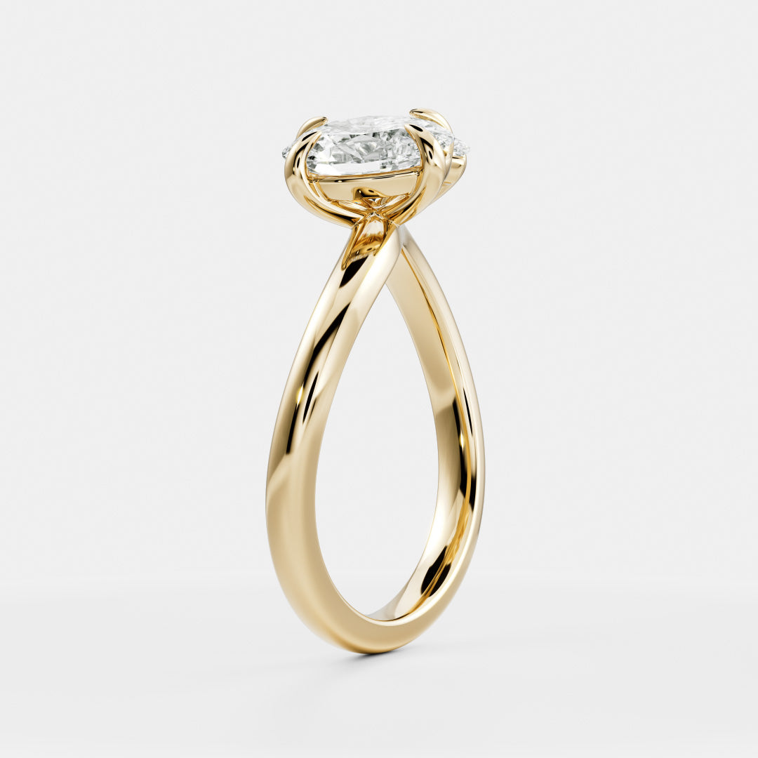 Toi Et Moi Curved- 1.55 CT Oval & 1.0 CT Marquise Moissanite Engagement RingToi Et Moi Curved- 1.55 CT Oval & 1.0 CT Marquise Moissanite Engagement Ring - Front view