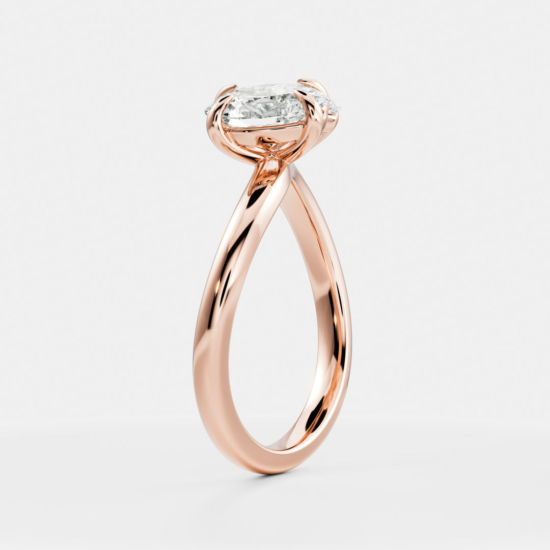 Toi Et Moi Curved- 1.55 CT Oval & 1.0 CT Marquise Moissanite Engagement RingToi Et Moi Curved- 1.55 CT Oval & 1.0 CT Marquise Moissanite Engagement Ring - Side view