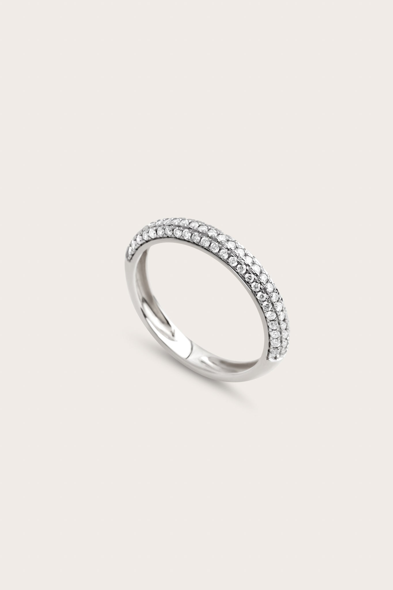 Triple Pave- 0.30 CT Round Lab Grown Diamond Wedding BandTriple Pave- 0.30 CT Round Lab Grown Diamond Wedding Band - On model