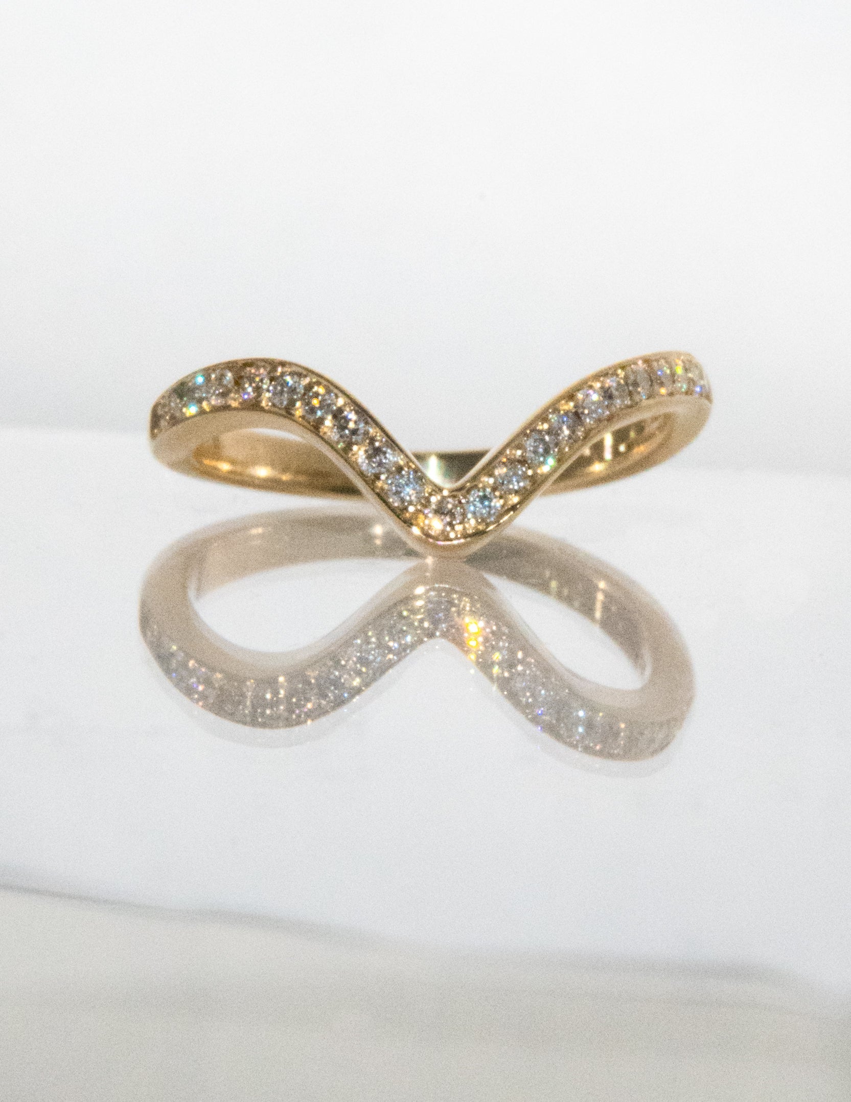 V Shape Pave- 0.55 CT Round Lab Grown Diamond Wedding BandV Shape Pave- 0.55 CT Round Lab Grown Diamond Wedding Band - Front view