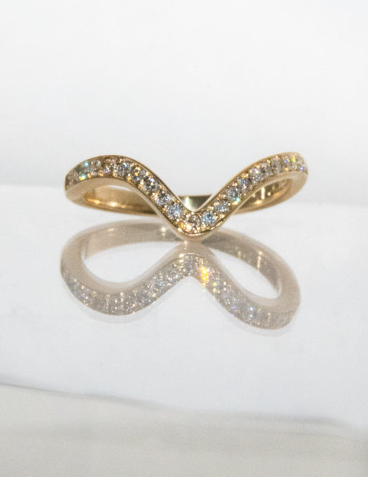 V Shape Pave- 0.55 CT Round Lab Grown Diamond Wedding BandV Shape Pave- 0.55 CT Round Lab Grown Diamond Wedding Band - Front view