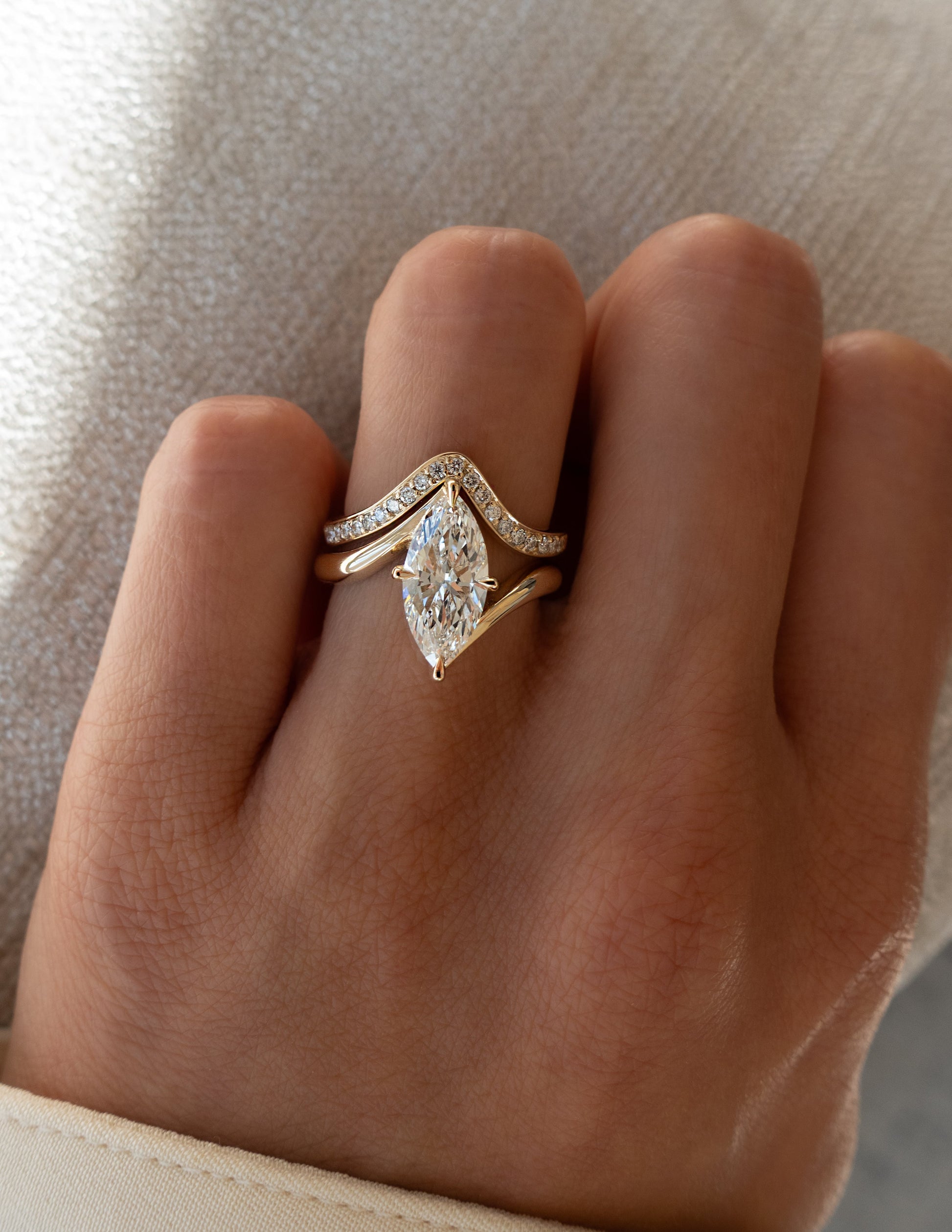V Shape Pave- 0.55 CT Round Lab Grown Diamond Wedding BandV Shape Pave- 0.55 CT Round Lab Grown Diamond Wedding Band - Lifestyle