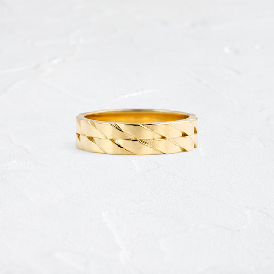 Woven Pattern- Men's Wedding BandWoven Pattern- Men's Wedding Band - Front view