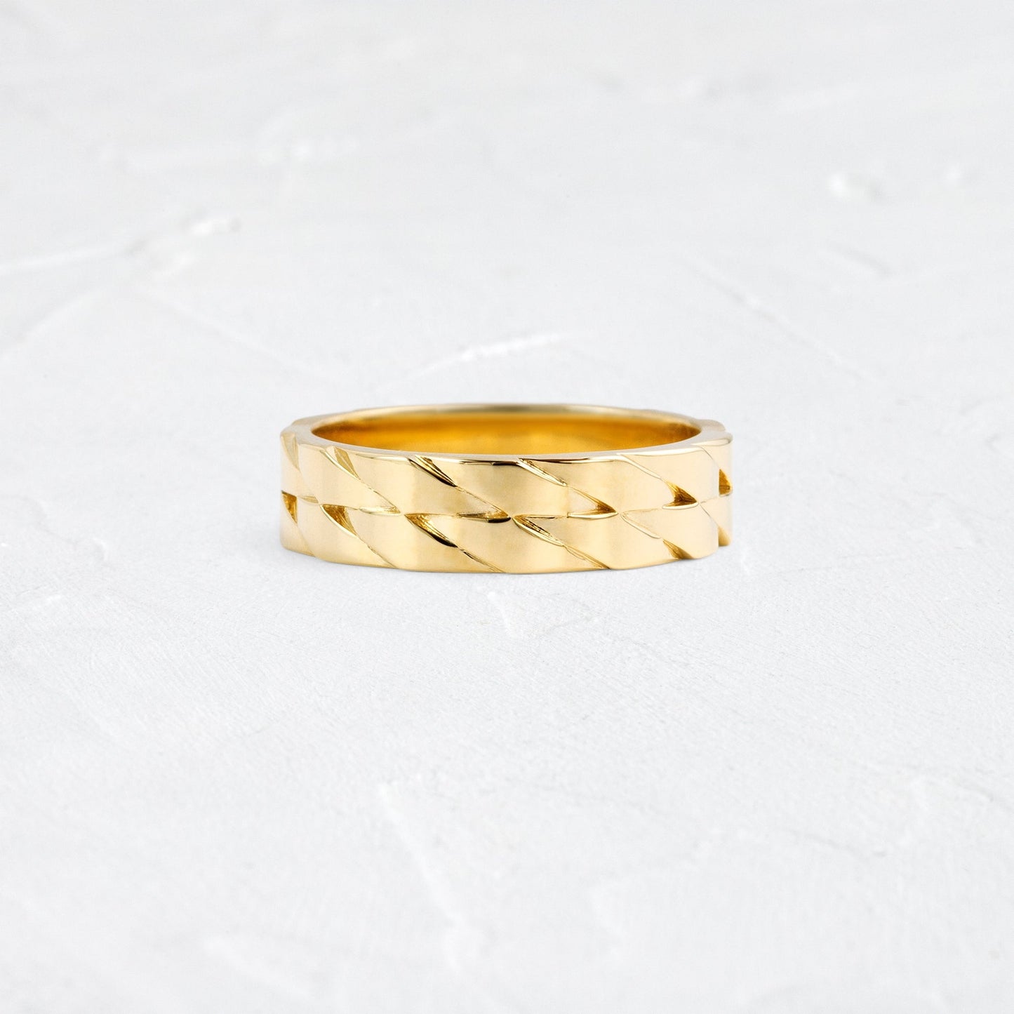 Woven Pattern- Men's Wedding BandWoven Pattern- Men's Wedding Band - Front view